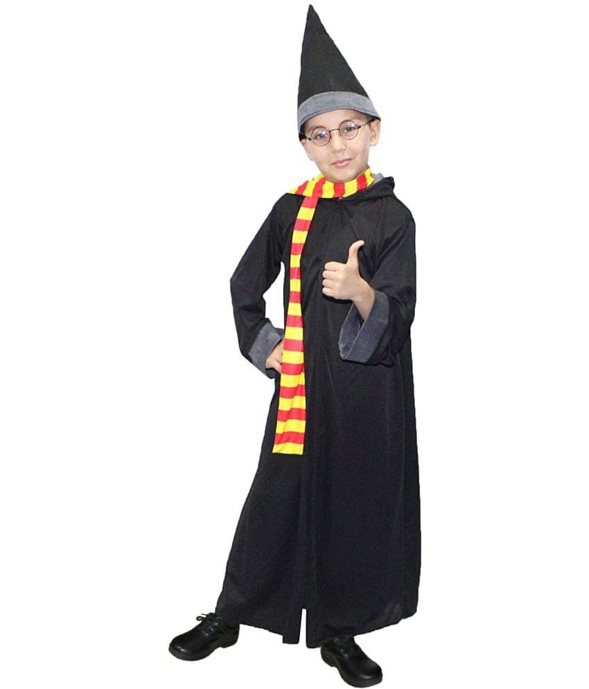     			Kaku Fancy Dresses Hary Magician Fancy Dress For Kids/Hogwarts/Halloween Costume/Cosplay Costume -Black, 10-12 Years, For Boys