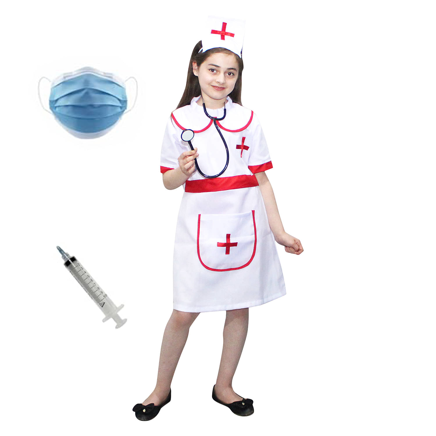     			Kaku Fancy Dresses Our Helper Nurse Costume with Stethescope - White, 14-17 Year, for Girls