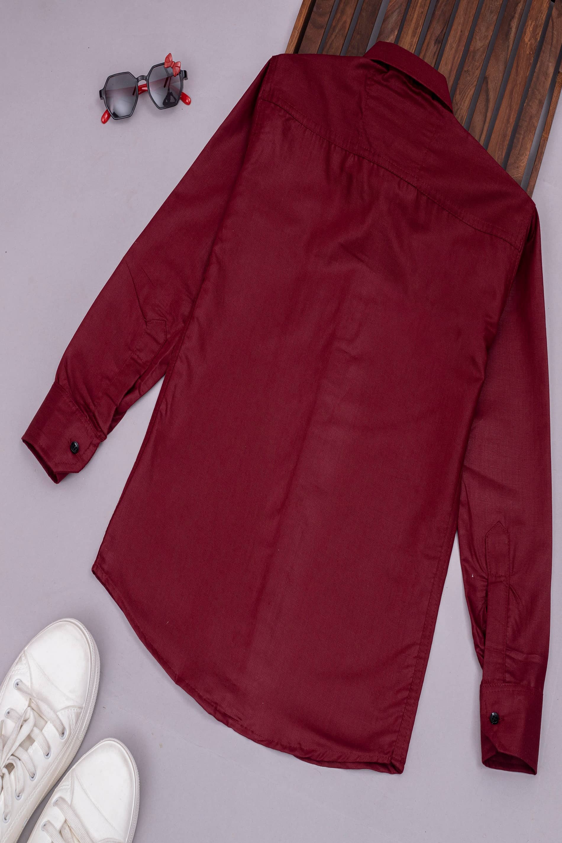 Qurobri Pack of 1 Boys Cotton Blend Shirt ( Maroon )