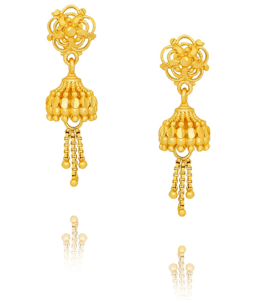 LUV FASHION Golden Jhumki Earrings ( Pack of 1 ) - Earrings | Buy online on ZillyBuy