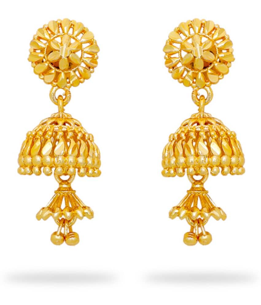 LUV FASHION Golden Jhumki Earrings ( Pack of 1 ) - Earrings | Buy online on ZillyBuy