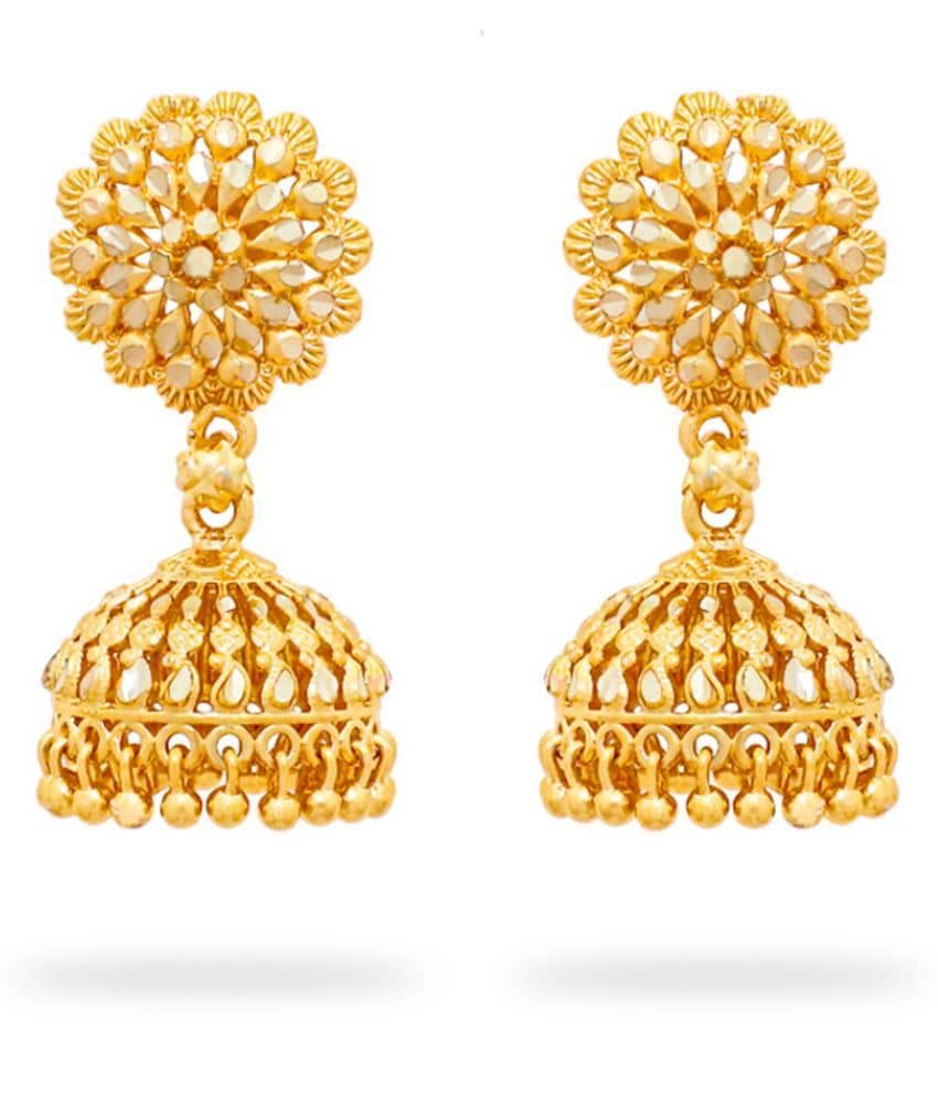 LUV FASHION Golden Jhumki Earrings ( Pack of 1 ) - Earrings | Buy online on ZillyBuy