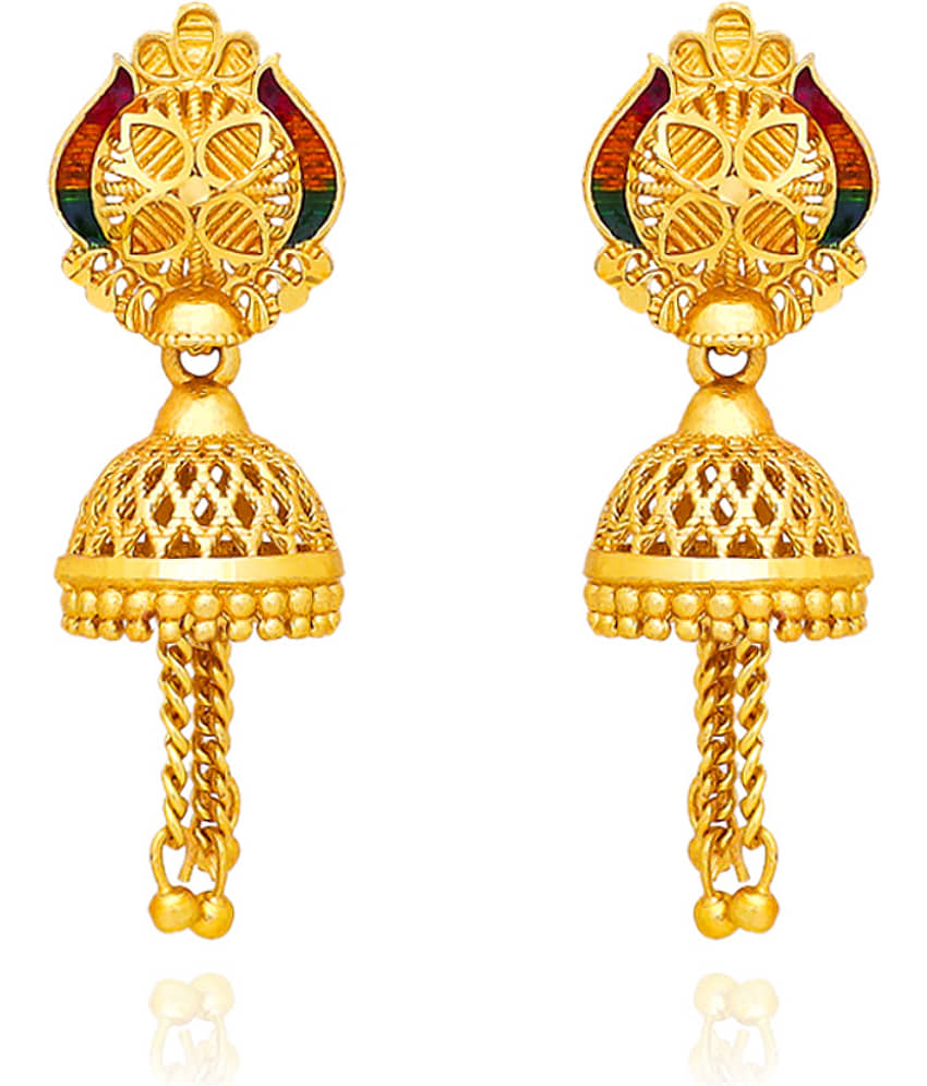 LUV FASHION Golden Jhumki Earrings ( Pack of 1 ) - Earrings | Buy online on ZillyBuy