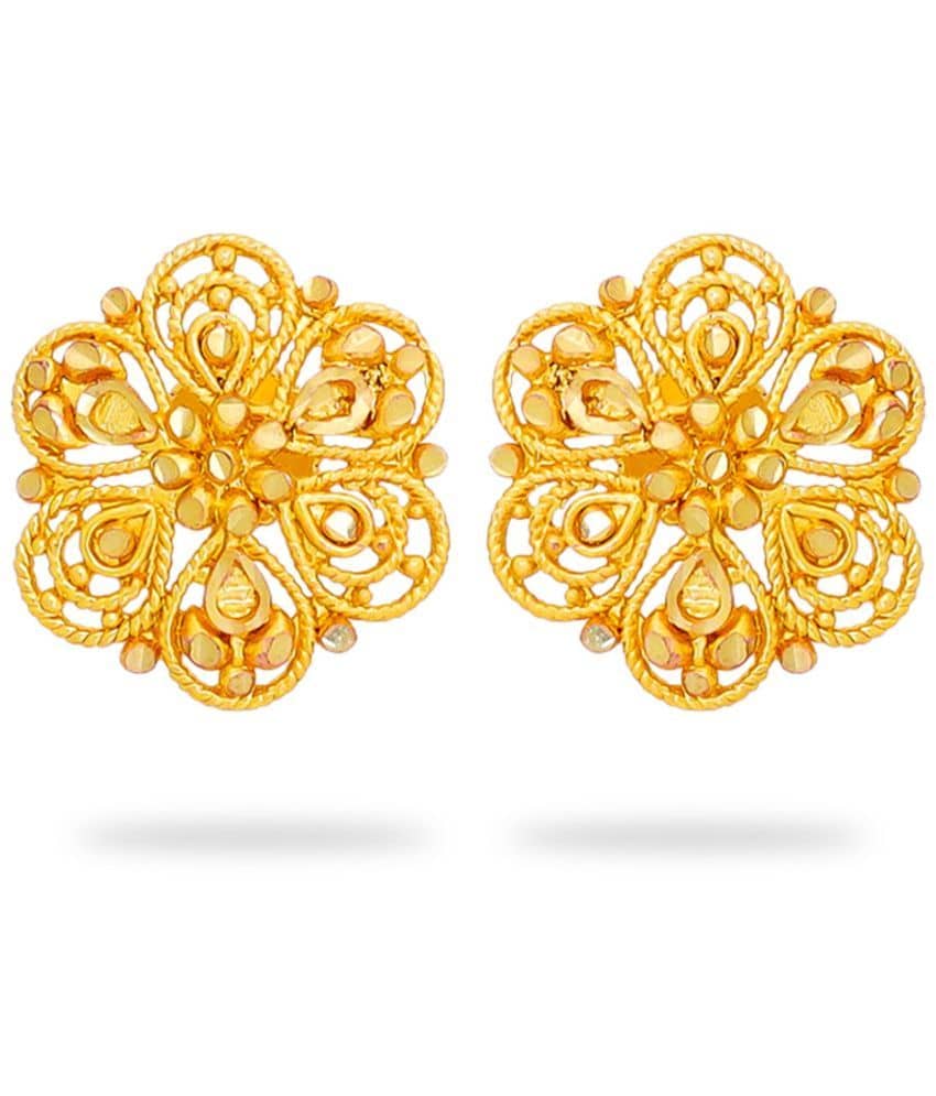 LUV FASHION Golden Stud Earrings ( Pack of 1 ) - Earrings | Buy online on ZillyBuy