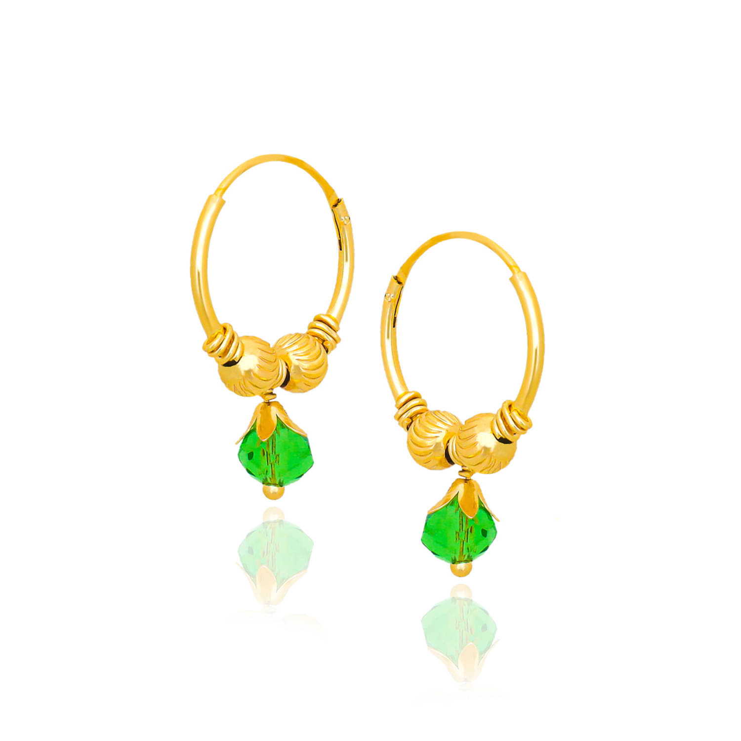     			LUV FASHION Light Green Hoops Earrings ( Pack of 1 )