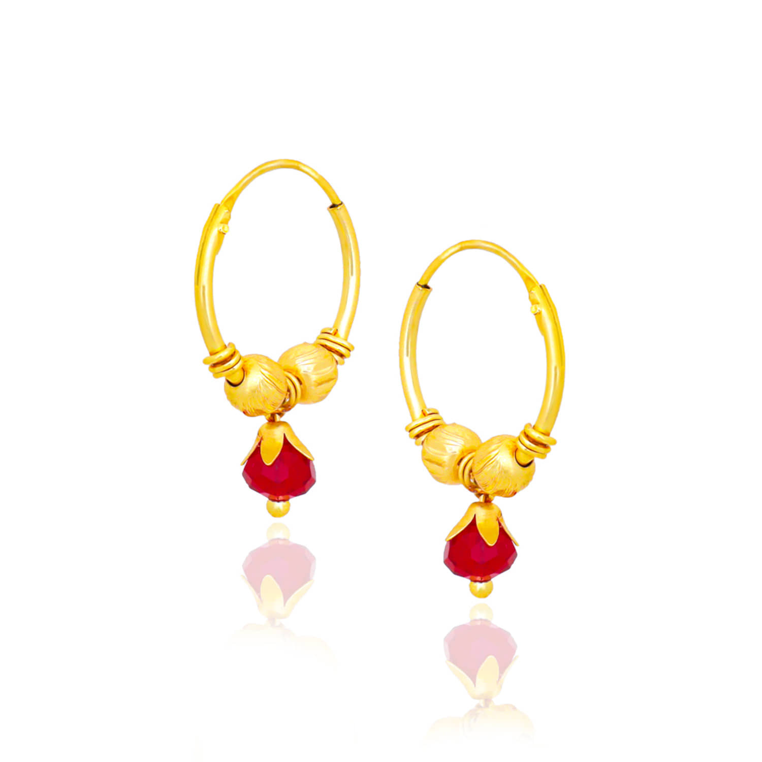 LUV FASHION Red Hoops Earrings ( Pack of 1 ) - Earrings | Buy online on ZillyBuy
