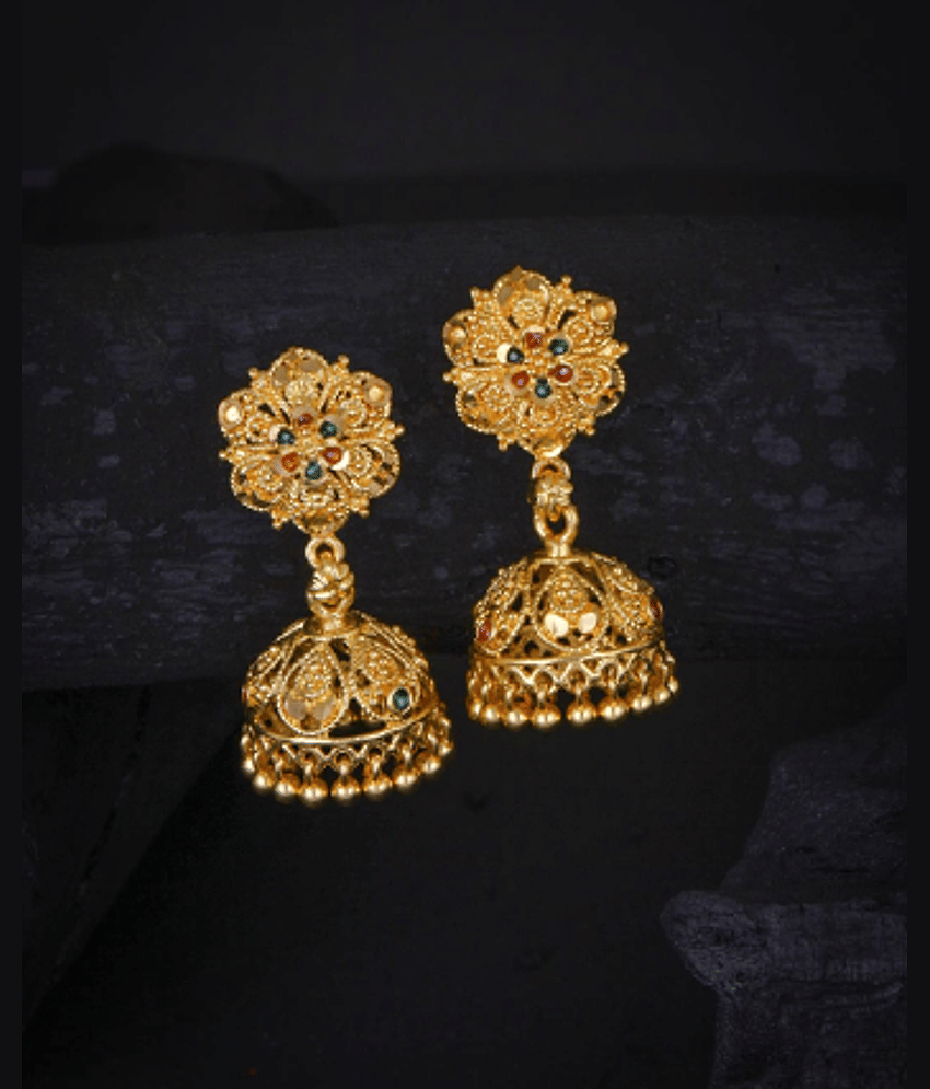LUV FASHION Golden Jhumki Earrings ( Pack of 1 ) - Earrings | Buy online on ZillyBuy