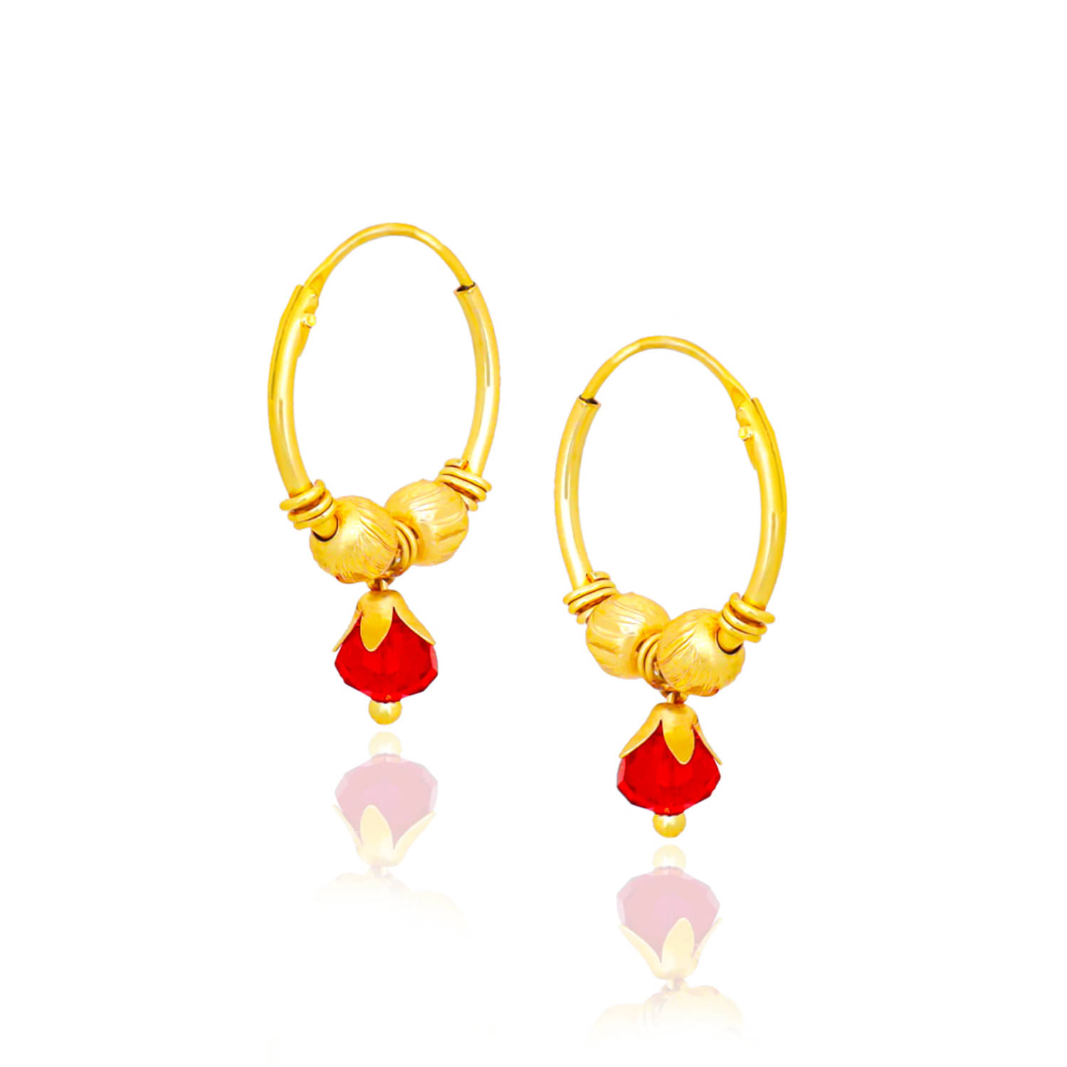     			LUV FASHION Red Hoops Earrings ( Pack of 1 )