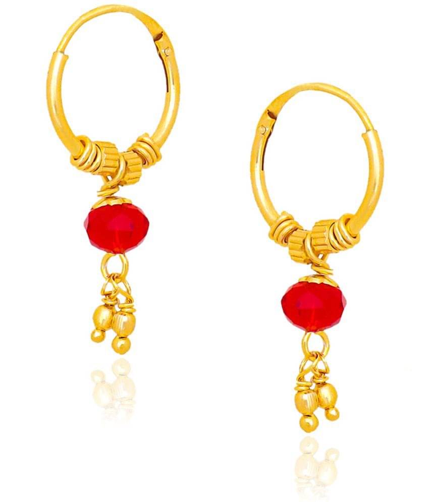     			LUV FASHION Red Hoops Earrings ( Pack of 1 )