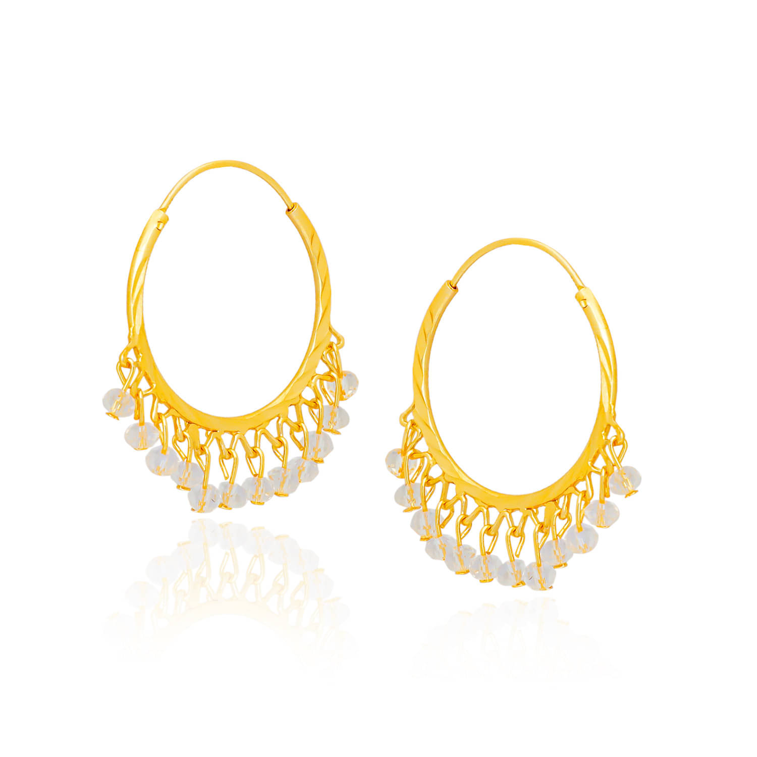     			LUV FASHION White Hoops Earrings ( Pack of 1 )