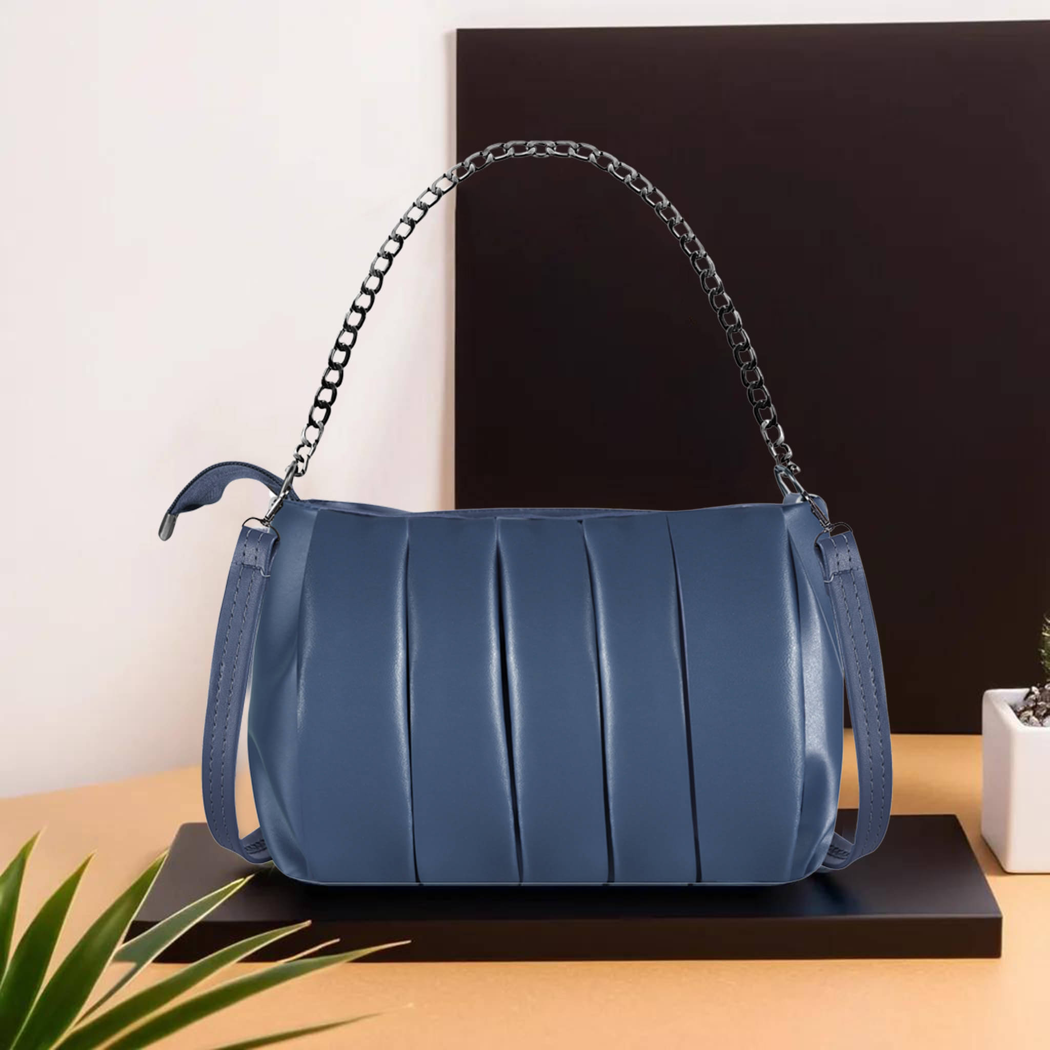     			Lorem Handheld Faux Leather Set of 1 ( Blue )