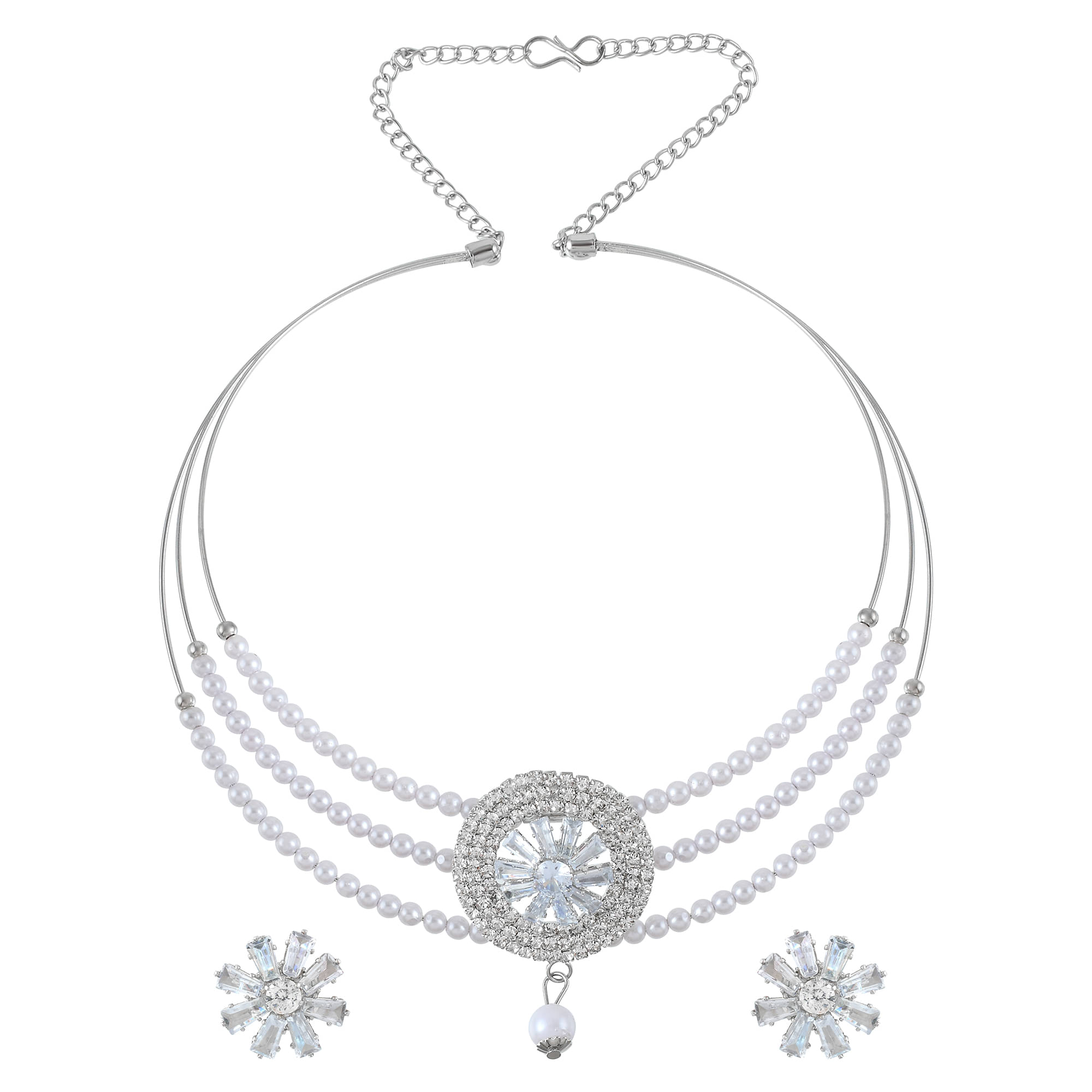 Memoir Silver Brass Necklace Set ( Pack of 1 ) Memoir Silver Brass Necklace Set ( Pack of 1 )
