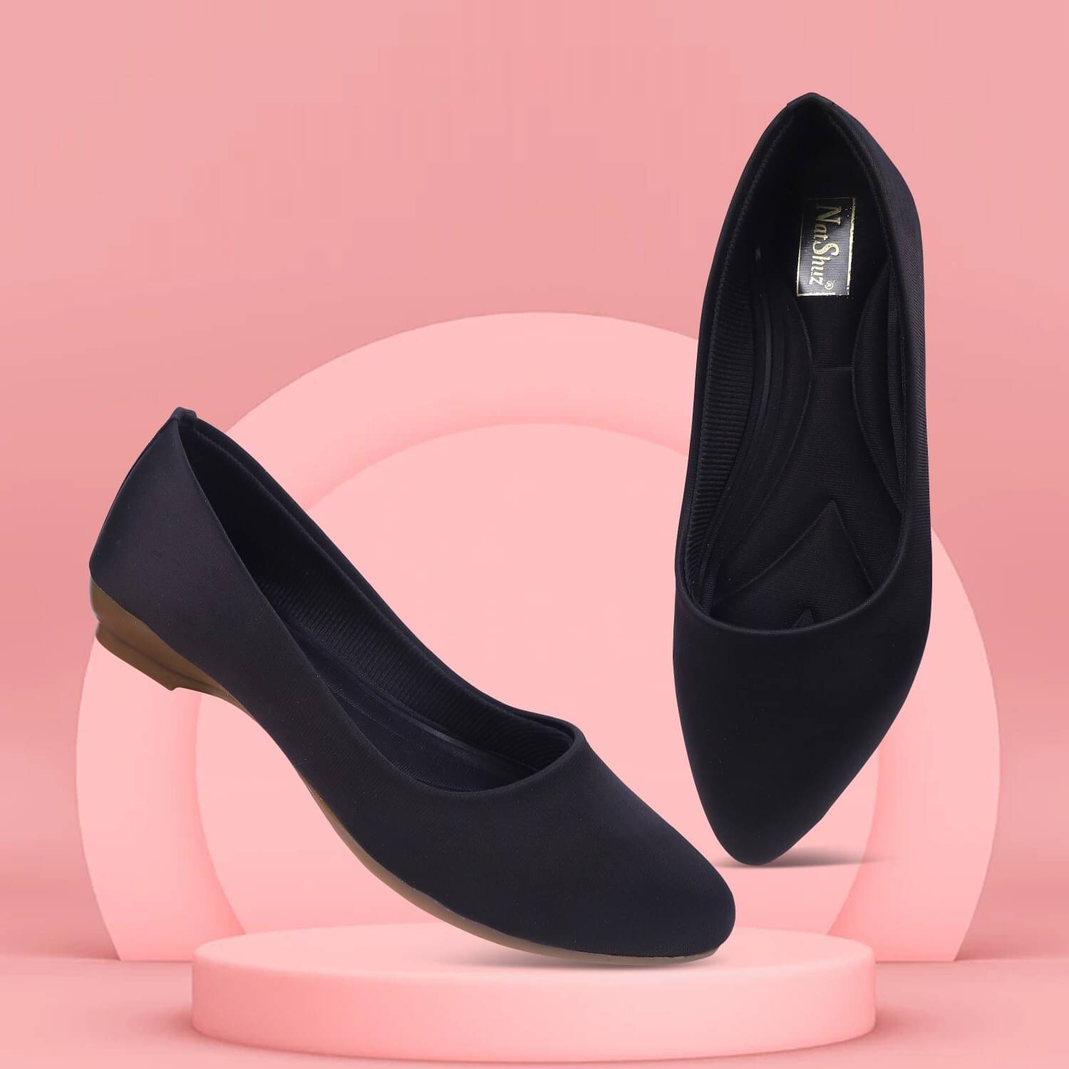     			NATSHUZ Black Women's Casual Ballerinas