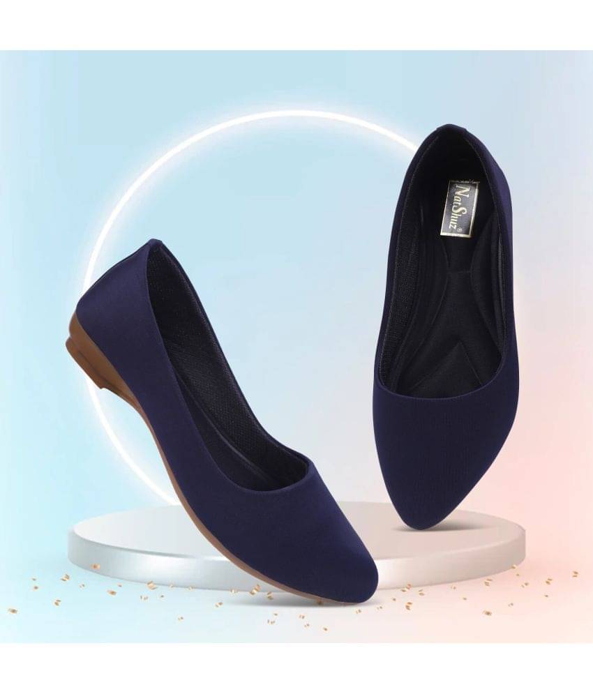     			NATSHUZ Blue Women's Casual Ballerinas