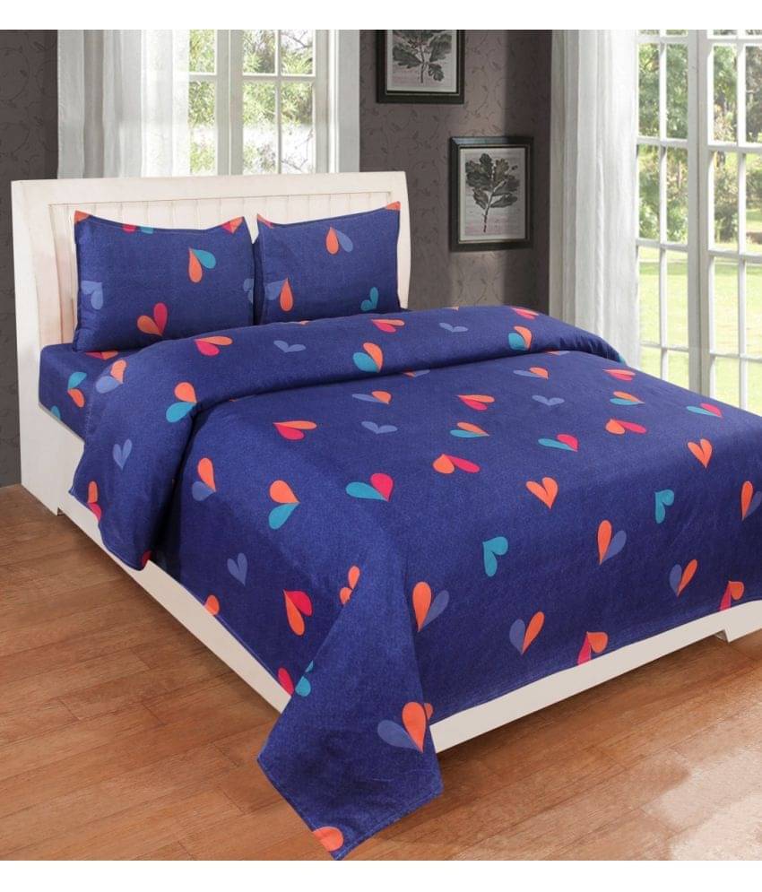     			Neekshaa Glace Cotton 1 Double Bedsheet with 2 Pillow Covers ( Blue )