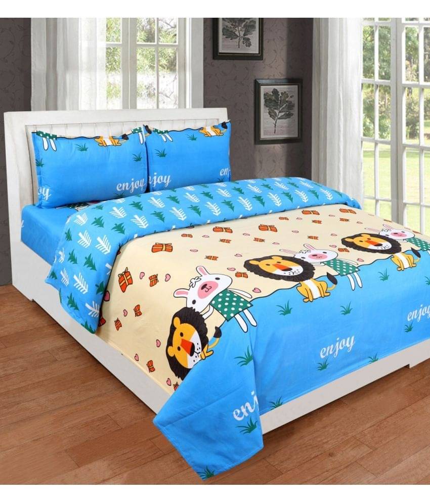 Neekshaa Glace Cotton 1 Double Bedsheet with 2 Pillow Covers ( Blue )     			Neekshaa Glace Cotton 1 Double Bedsheet with 2 Pillow Covers ( Blue )