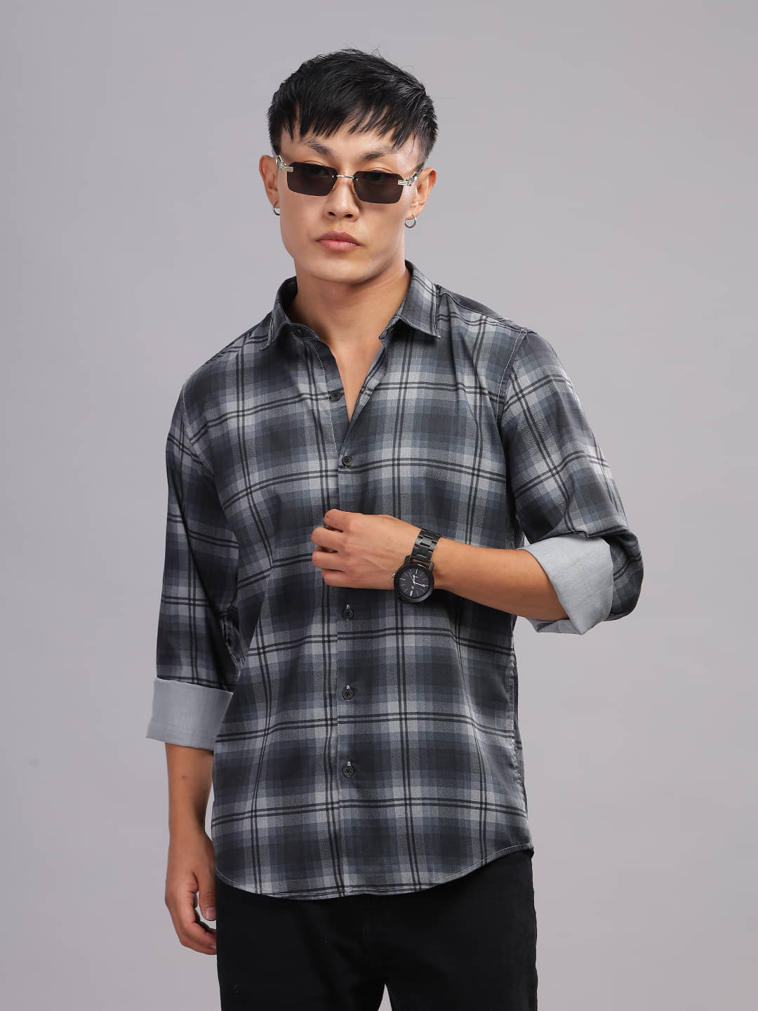Paul Street Polyester Slim Fit Checks Full Sleeves Men's Casual Shirt - Black ( Pack of 1 ) Paul Street Polyester Slim Fit Checks Full Sleeves Men's Casual Shirt - Black ( Pack of 1 )