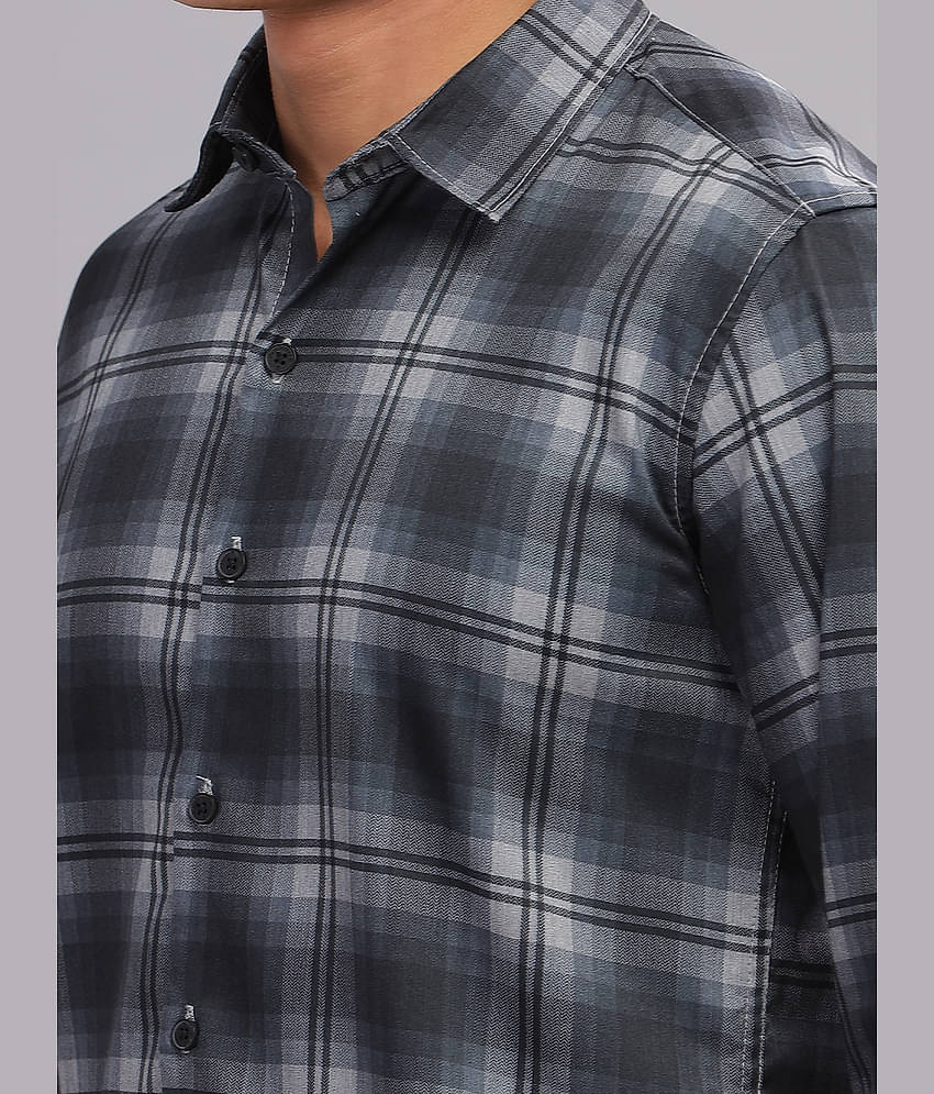 Paul Street Polyester Slim Fit Checks Full Sleeves Men's Casual Shirt - Black ( Pack of 1 )