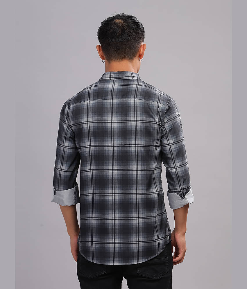 Paul Street Polyester Slim Fit Checks Full Sleeves Men's Casual Shirt - Black ( Pack of 1 )