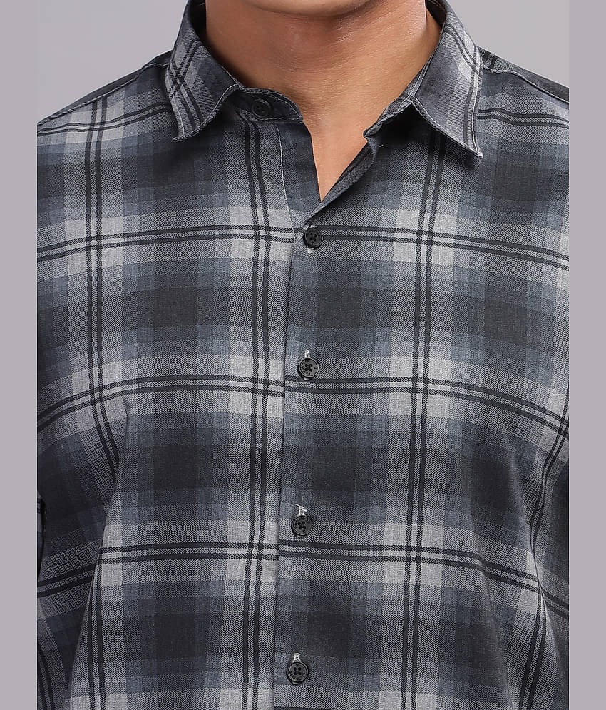 Paul Street Polyester Slim Fit Checks Full Sleeves Men's Casual Shirt - Black ( Pack of 1 )