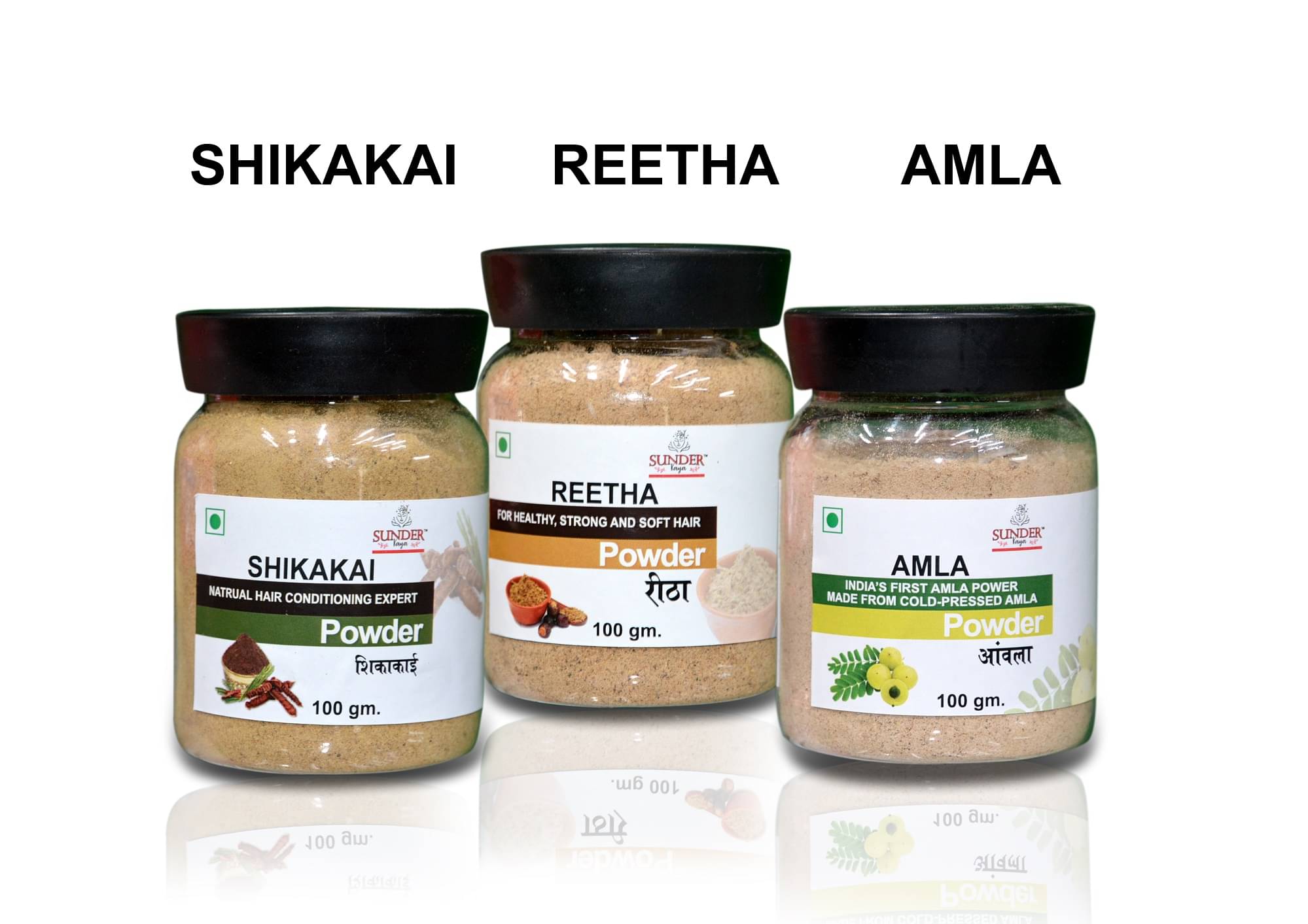     			Pure and Organic Amla Reetha Shikakai Powder for Hair Care (Pack of 3)