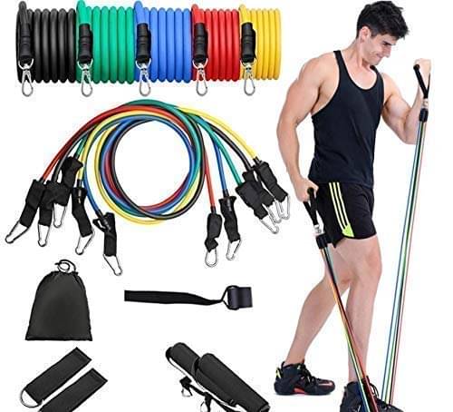 Resistance Band Set with Handles, Portable Toning Tubes with Door Anchor Bag and Ankle Straps Included Set - 11 , Pack of 1 Resistance Band Set with Handles, Portable Toning Tubes with Door Anchor Bag and Ankle Straps Included Set - 11 , Pack of 1