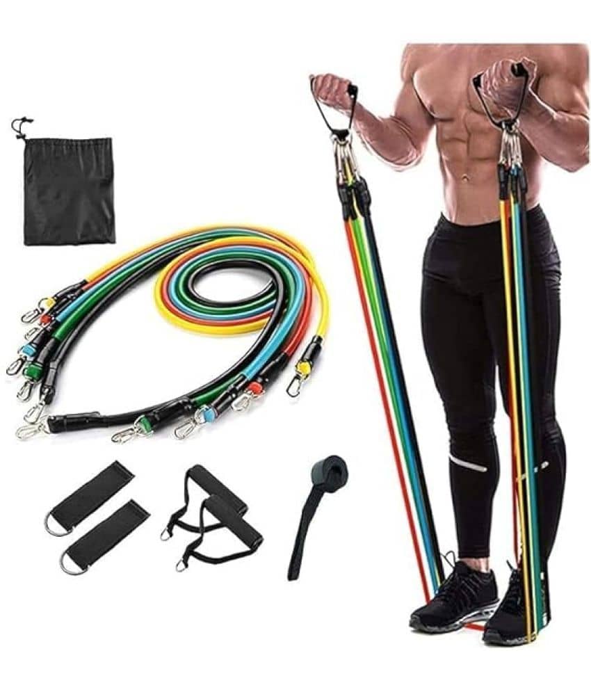 Resistance Bands Resistance Tube for Stretching, Exercise and Workout Toning Tube Resistance Rope Set 11 Stackable Kit, Pack of 1 - Sports and Fitness Equipment | Buy online on ZillyBuy