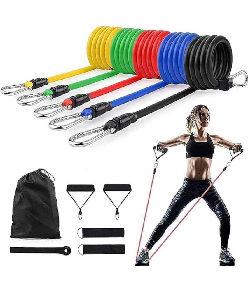 Resistance Exercise Toning Tube Bands Set 11 Pcs- Home,Gym,Stretching-Men-Women Resistance Tube, Pack of 1 - Sports and Fitness Equipment | Buy online on ZillyBuy