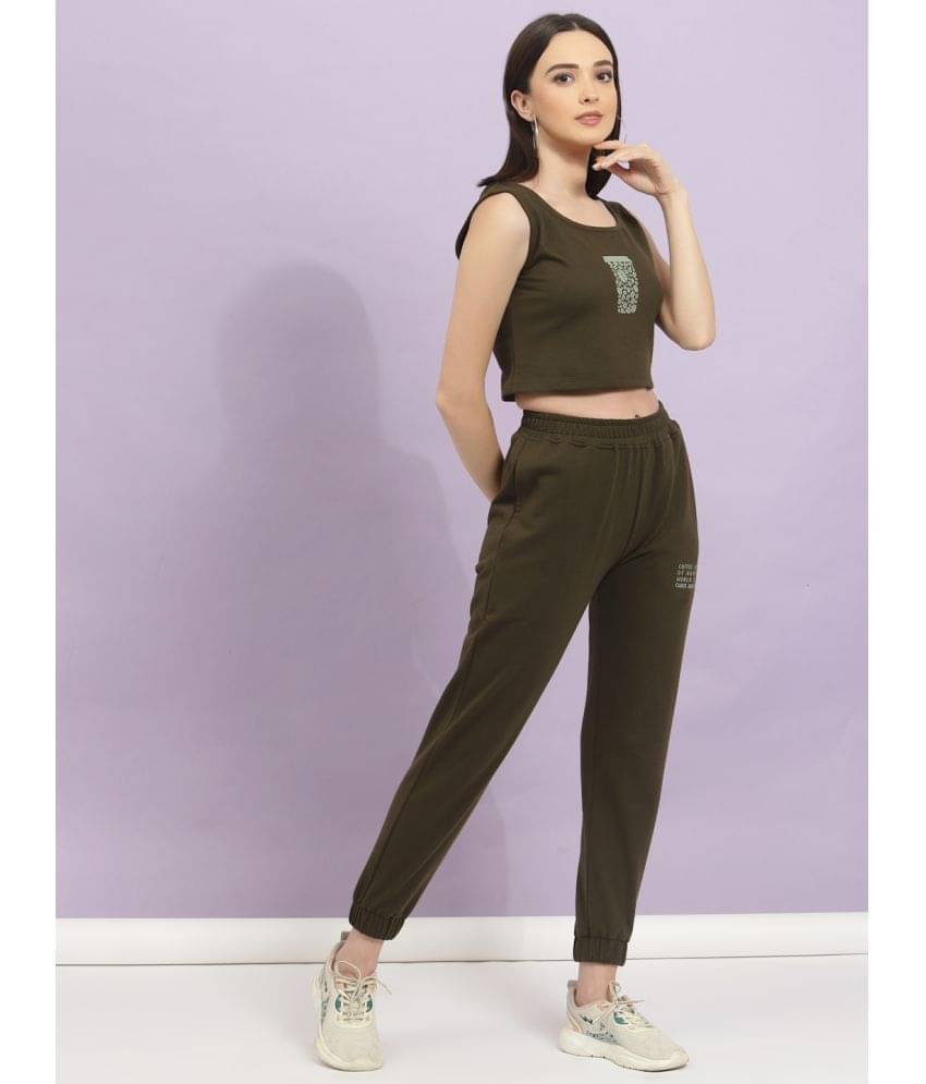     			Rigo Women Printed Top With Joggers Co-Ord Set ( Green )