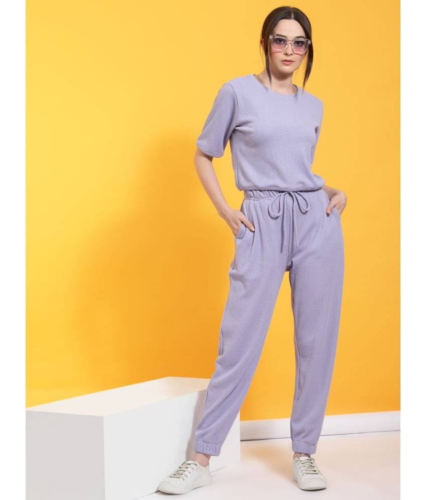     			Rigo Women Solid Top With Joggers Co-Ord Set ( Lavender )