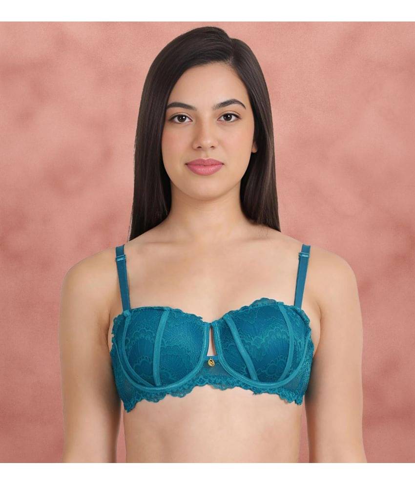 Susie Nylon Women's Balconette Bra ( Blue ) S28034-PrincessBlue Susie Nylon Women's Balconette Bra ( Blue ) S28034-PrincessBlue