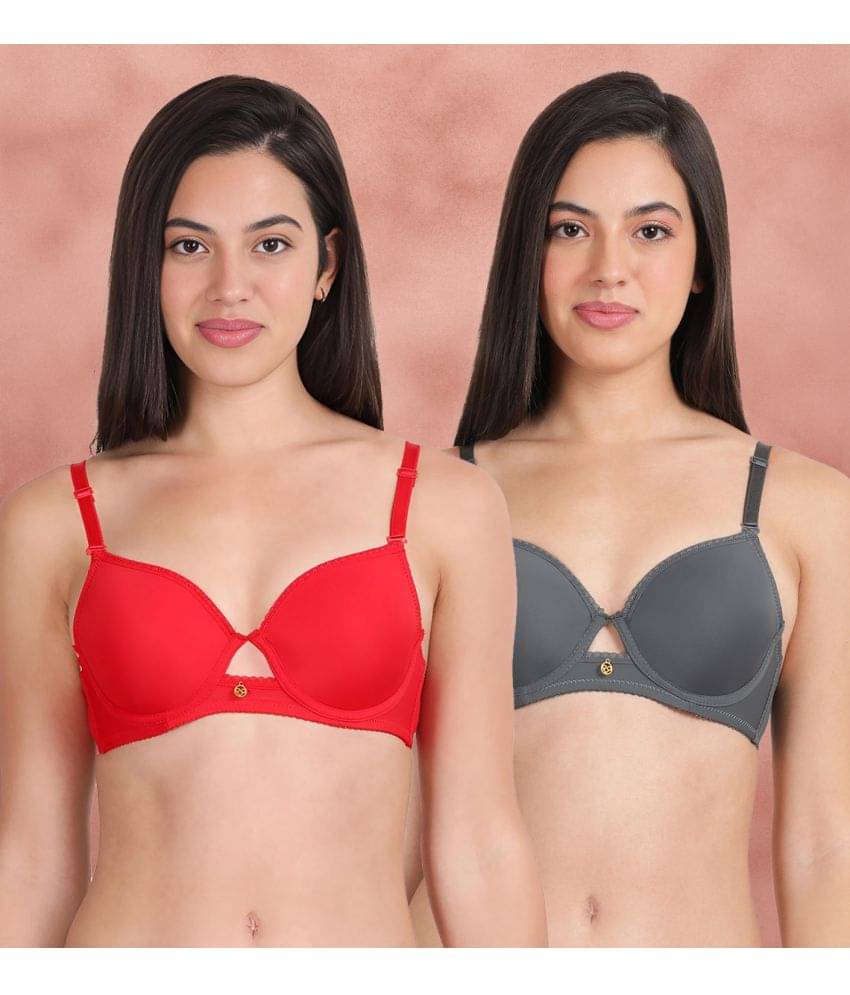 Susie Pack of 2 Nylon Women's Everyday Bra ( Red ) susi-c2b-1467 Susie Pack of 2 Nylon Women's Everyday Bra ( Red ) susi-c2b-1467