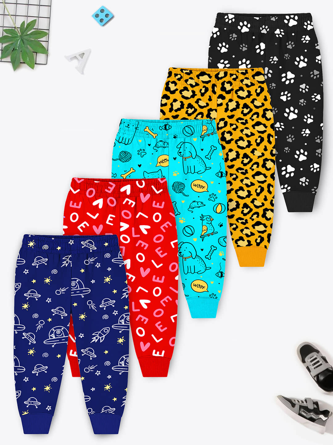 Trampoline Pack of 5 Boys Cotton Blend Trackpant ( Multicolor 7 ) - Track Pants | Buy online on ZillyBuy
