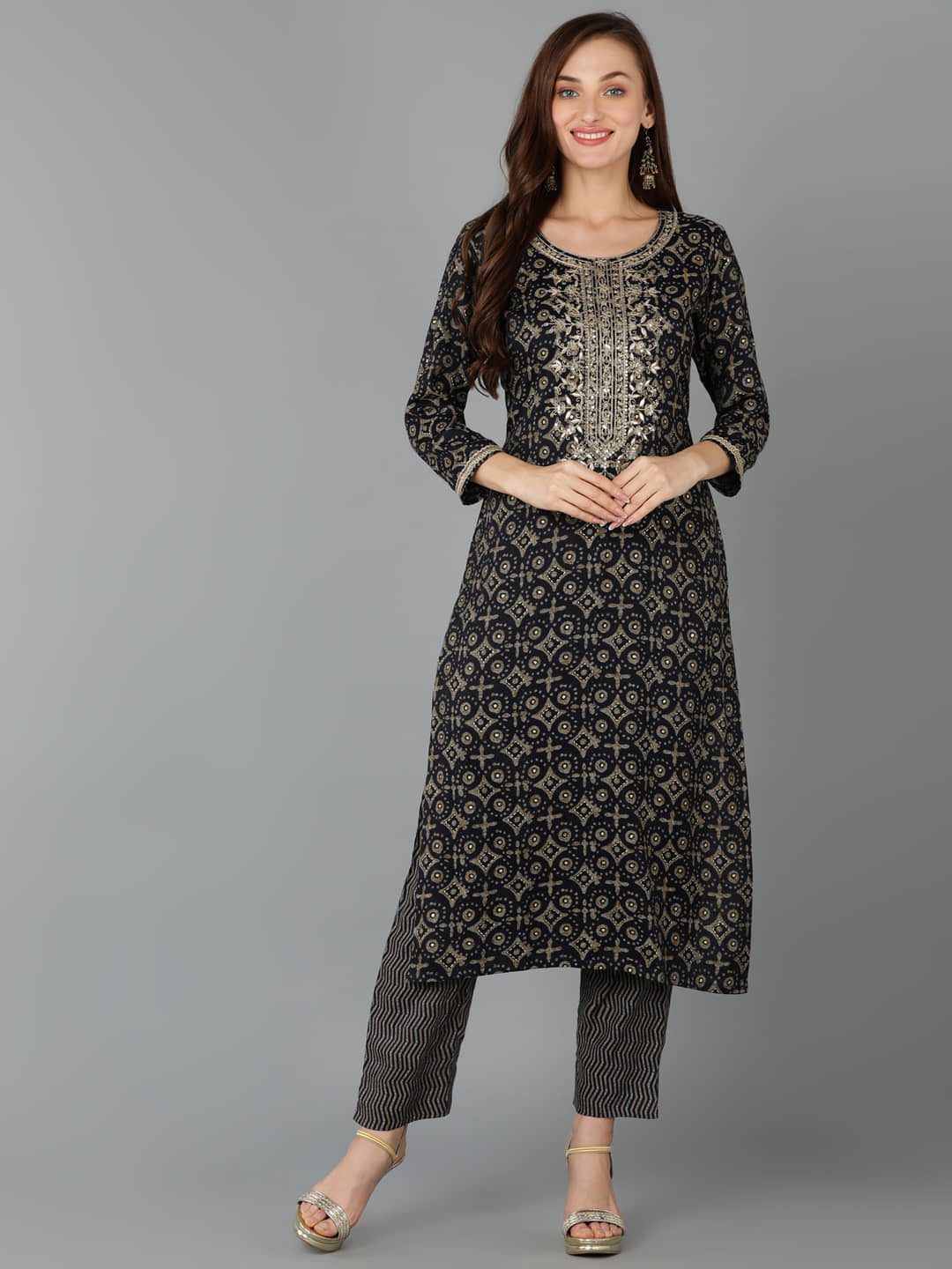 Vaamsi Cotton Blend Printed Straight Women's Kurti - Teal ( Pack of 1 ) - Kurtis, Tunics | Buy online on ZillyBuy