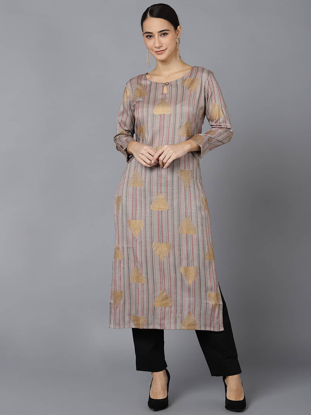 Vaamsi Cotton Printed Straight Women's Kurti - Grey ( Pack of 1 ) - Kurtis, Tunics | Buy online on ZillyBuy