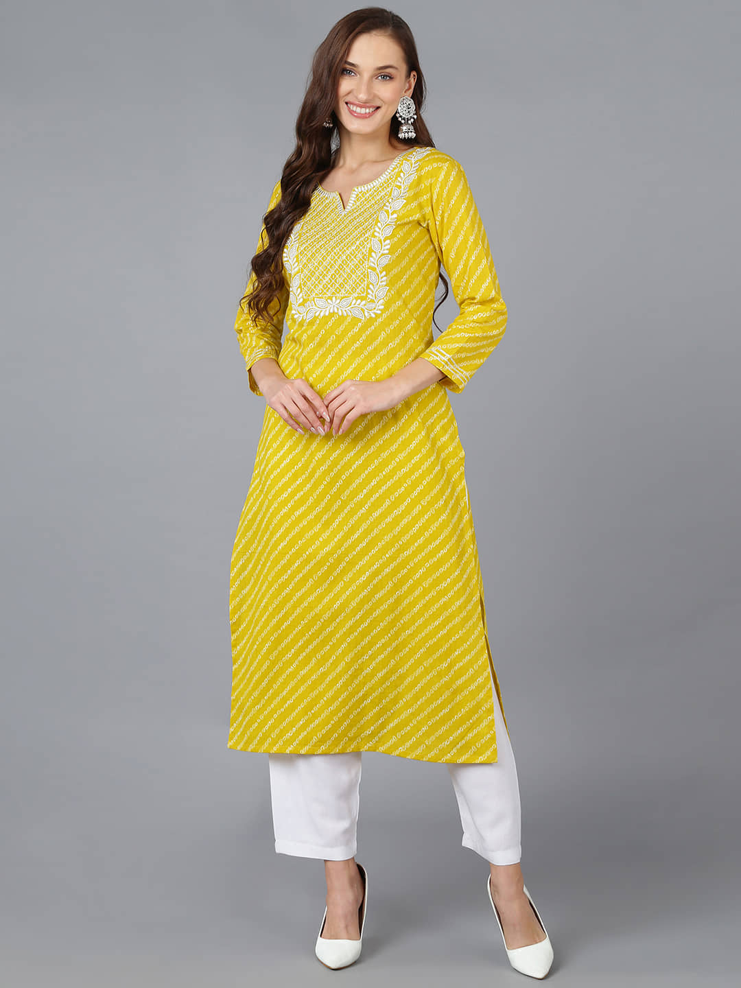 Vaamsi Cotton Printed Straight Women's Kurti - Yellow ( Pack of 1 ) - Kurtis, Tunics | Buy online on ZillyBuy