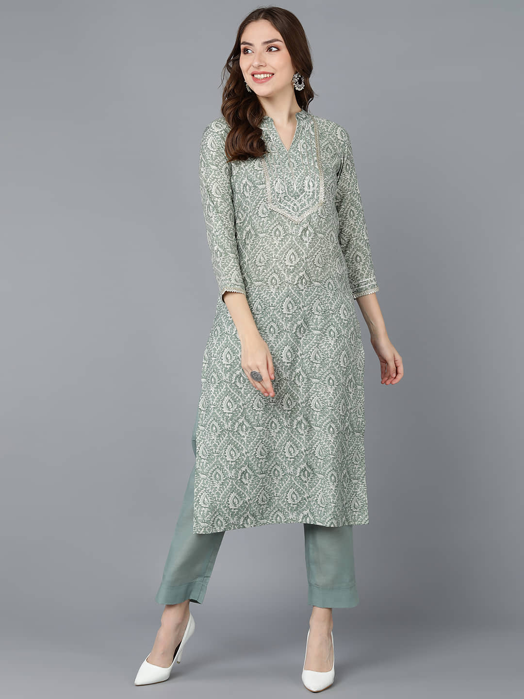Vaamsi Cotton Printed Straight Women's Kurti - Green ( Pack of 1 ) - Kurtis, Tunics | Buy online on ZillyBuy