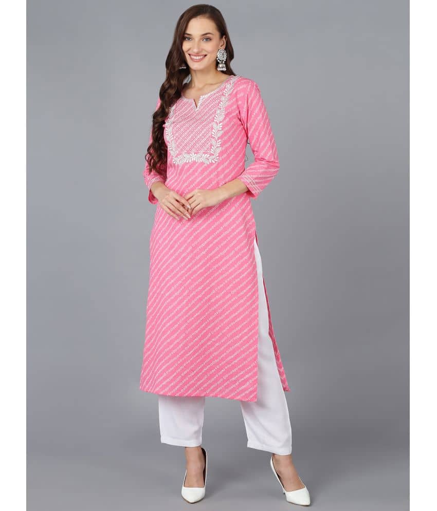 Vaamsi Cotton Printed Straight Women's Kurti - Pink ( Pack of 1 ) - Kurtis, Tunics | Buy online on ZillyBuy