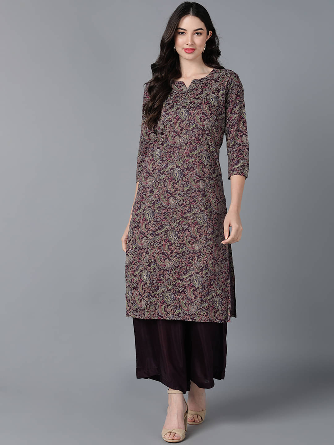 Vaamsi Cotton Printed Straight Women's Kurti - Purple ( Pack of 1 ) Vaamsi Cotton Printed Straight Women's Kurti - Purple ( Pack of 1 )