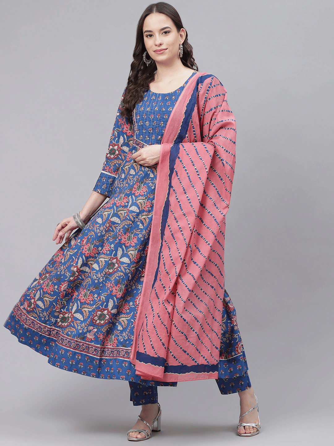     			Vaamsi Rayon Printed Kurti With Pants Women's Stitched Salwar Suit - Blue ( Pack of 1 )