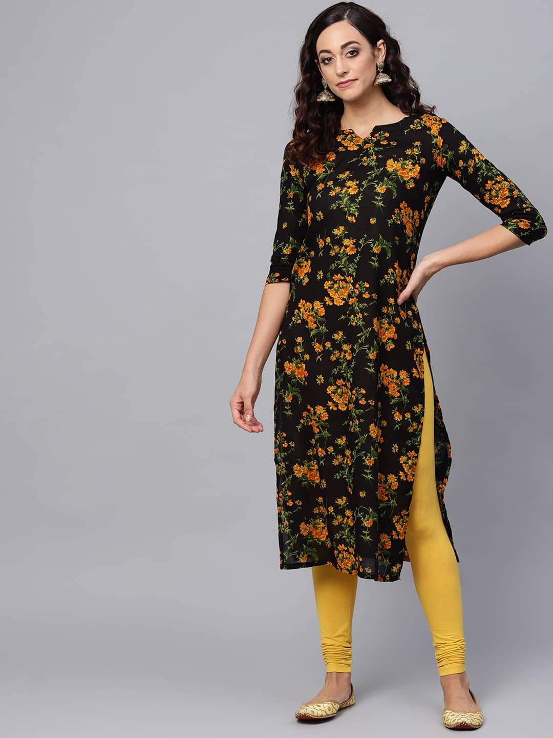 Vaamsi Rayon Printed Straight Women's Kurti - Black ( Pack of 1 ) - Kurtis, Tunics | Buy online on ZillyBuy