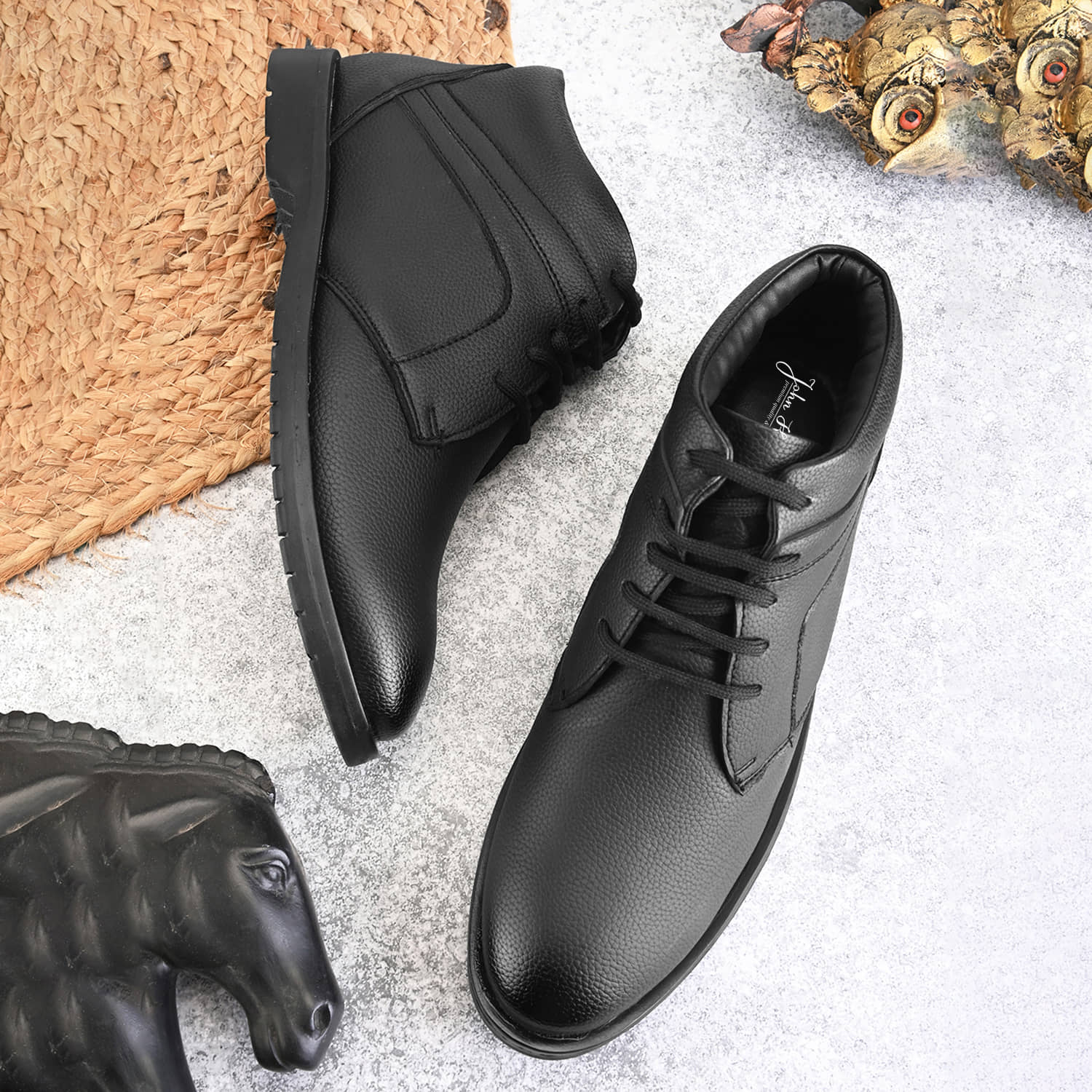 John Karsun Black Men's Formal Boots