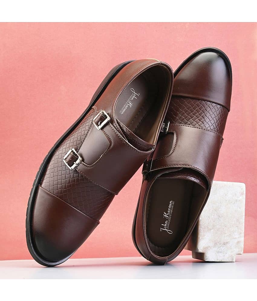 John Karsun Brown Men's Monk Strap Formal Shoes - Formal Shoes | Buy online on ZillyBuy
