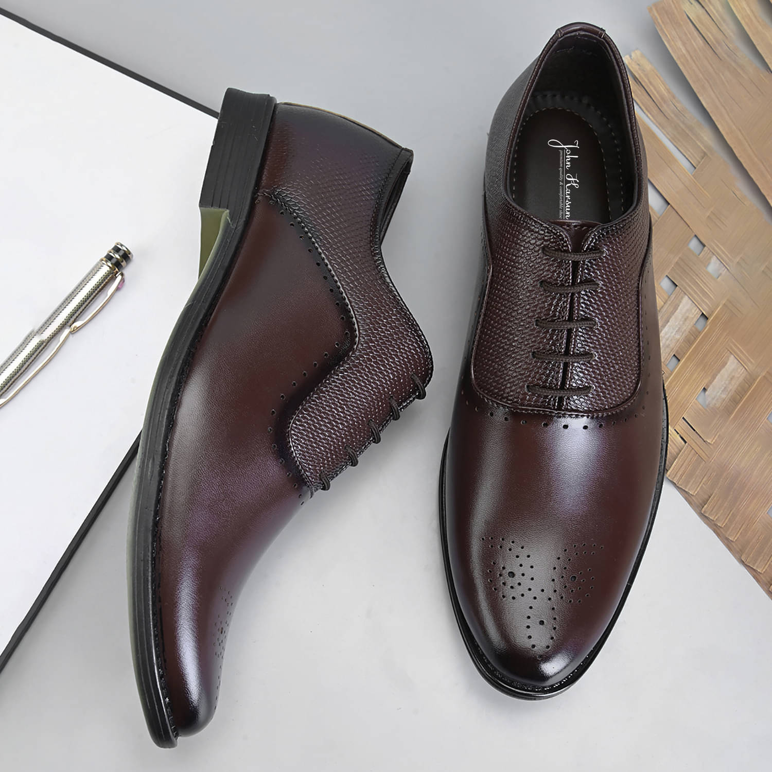     			John Karsun Brown Men's Brogue Formal Shoes