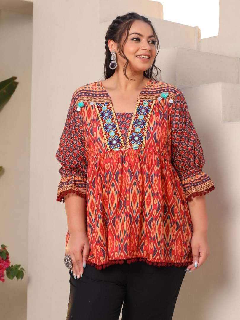 Juniper Women's Cotton A-Line Top ( Orange ) Juniper Women's Cotton A-Line Top ( Orange )
