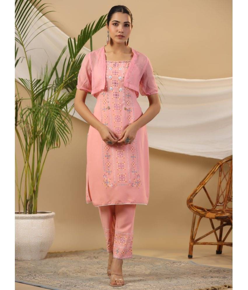 Juniper Rayon Printed Kurti With Pants Women's Stitched Salwar Suit - Peach ( Pack of 1 )     			Juniper Rayon Printed Kurti With Pants Women's Stitched Salwar Suit - Peach ( Pack of 1 )
