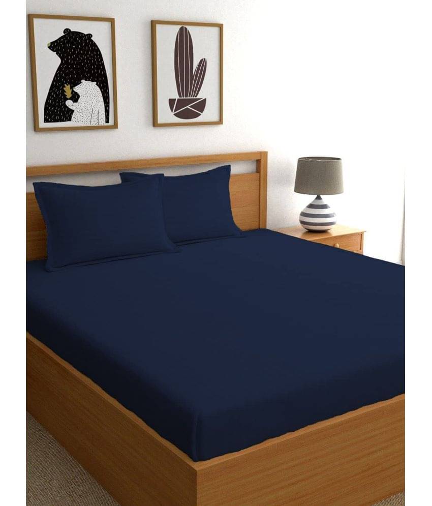     			Neekshaa Satin 1 Double Bedsheet with 2 Pillow Covers ( Blue )