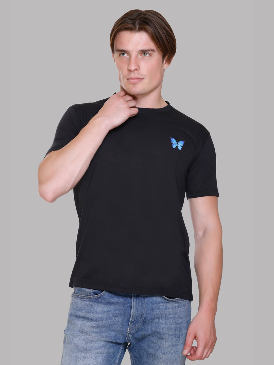     			PASURE Pack of 1 Cotton Regular Fit Men's T-Shirt ( Black )