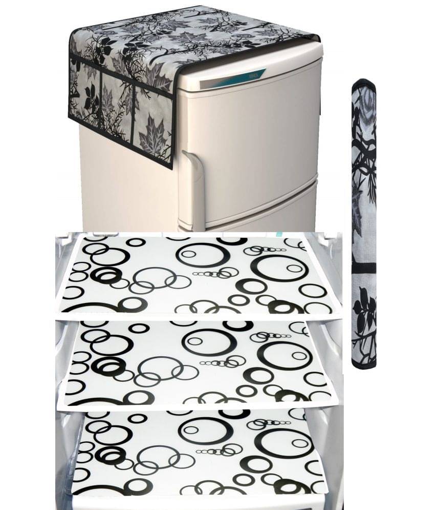 Shaphio Polyester Nature Fridge Mat & Cover ( 99 58 ) Pack of 5 - Black Shaphio Polyester Nature Fridge Mat & Cover ( 99 58 ) Pack of 5 - Black