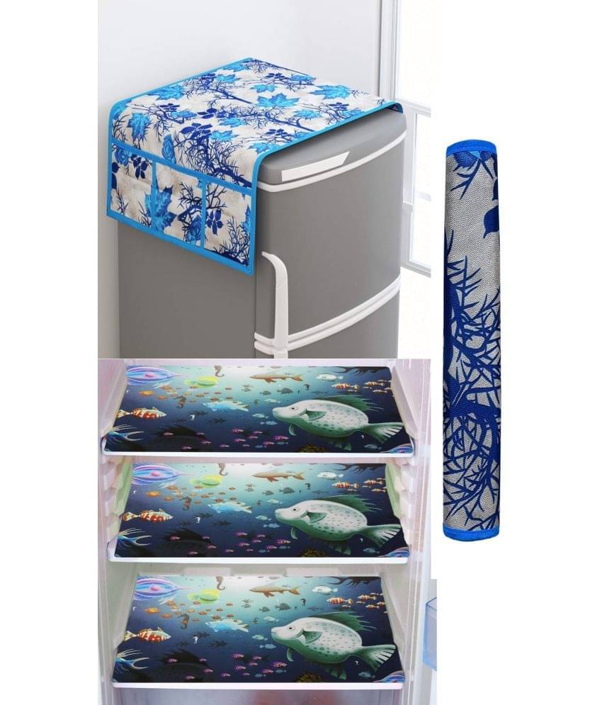 Shaphio Polyester Nature Fridge Mat & Cover ( 99 58 ) Pack of 5 - Blue Shaphio Polyester Nature Fridge Mat & Cover ( 99 58 ) Pack of 5 - Blue